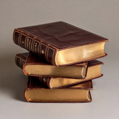Stack of Antique Leather Books