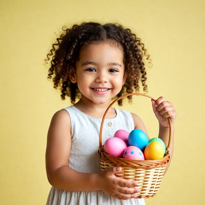 Black girl holding Easter basket