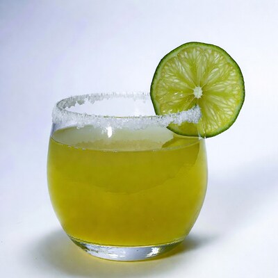 Margarita with salt rim and lime