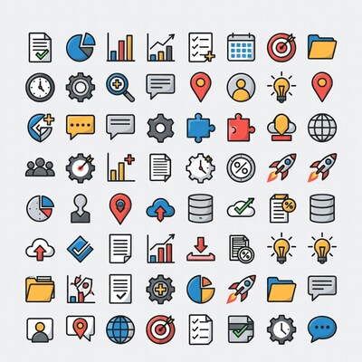 Colorful Business Icon Set
