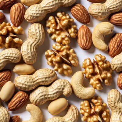 Mixed Nuts on White Background