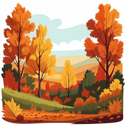 Autumn Forest Landscape Illustration