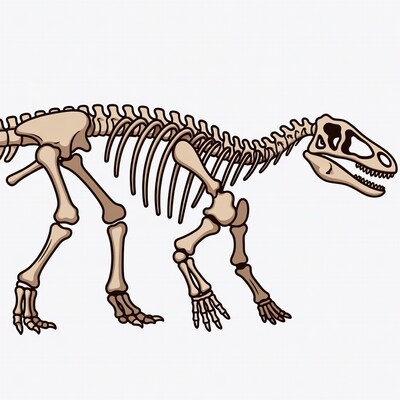 Velociraptor dinosaur skeleton illustration