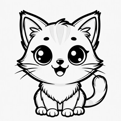 Cute kawaii kitten illustration