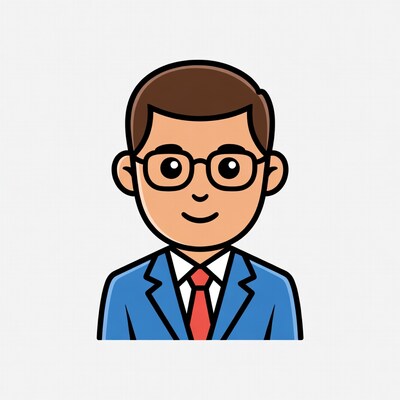 Cartoon man in suit and glasses