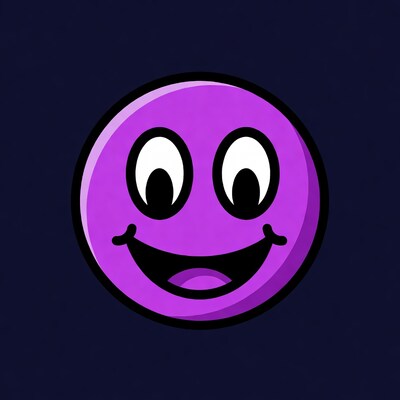 Purple Smiling Cartoon Emoji