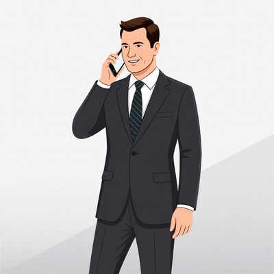 Businessman talking on phone illustration