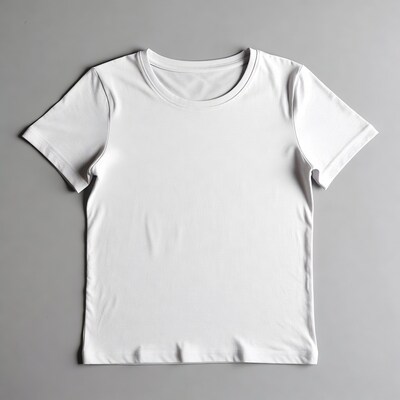 White T-shirt on Gray Background