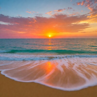 Sunset over ocean beach
