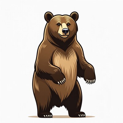 Standing Grizzly Bear Illustration