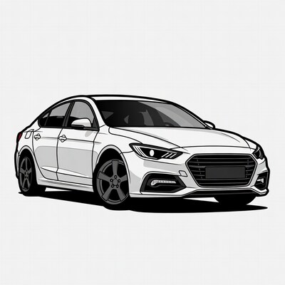 White sedan car illustration