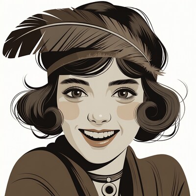 Flapper girl with feather headband