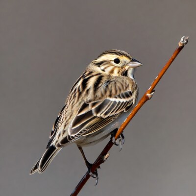 Savannah Sparrow perched on branch