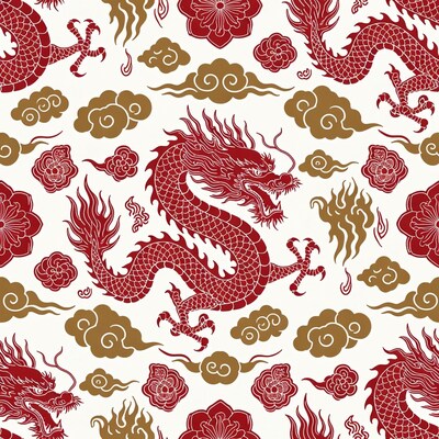 Red Chinese Dragon Pattern Illustration