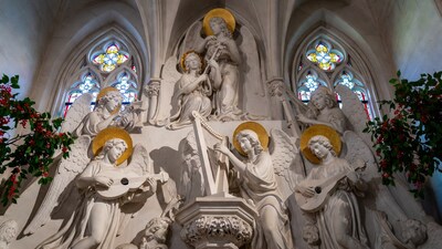 Angels Playing Harps in Gothic Church