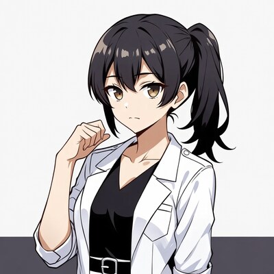 Anime girl in white lab coat