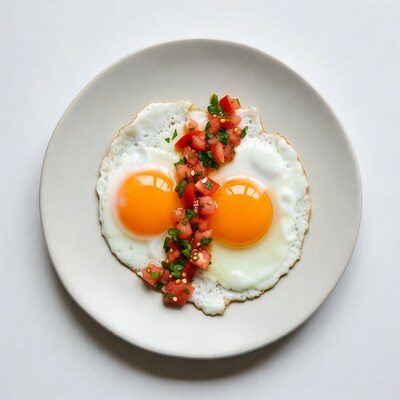 Sunny Side Up Eggs with Tomato Salsa