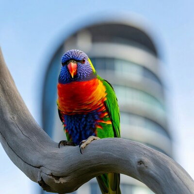 Rainbow Lorikeet Perched on Branch