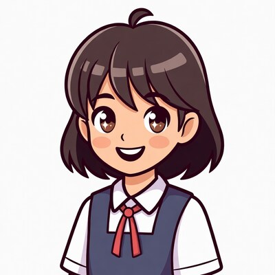 Smiling anime girl in school uniform