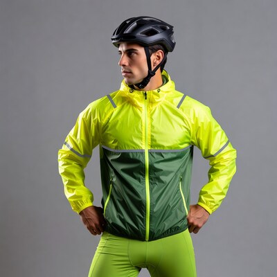 Man in cycling gear with helmet
