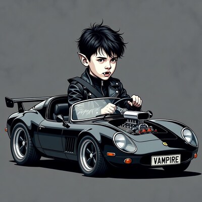Baby Vampire Driving Sports Car