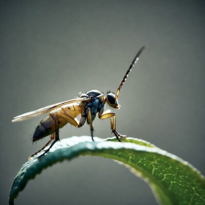 Hoverfly on Green Leaf