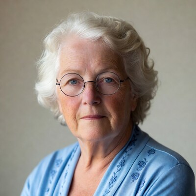 Elderly woman wearing glasses