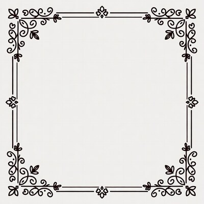 Ornate Floral Line Art Frame