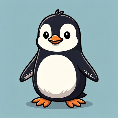 Cute cartoon penguin standing