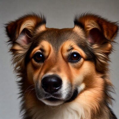 Closeup of Australian Shepherd dog face