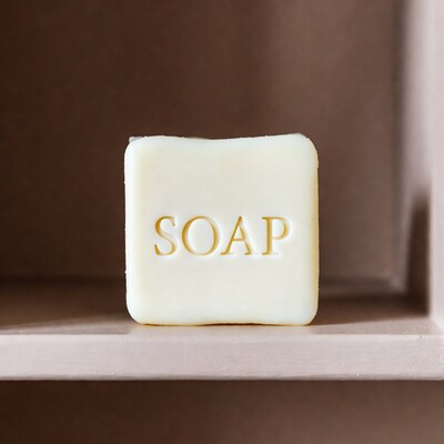 White Soap Bar with SOAP Embossed