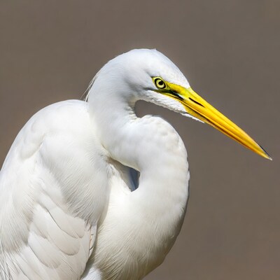 Great Egret with yellow beak