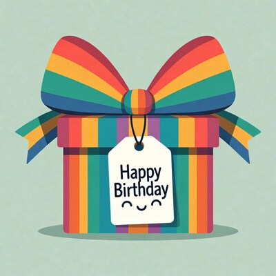 Rainbow Gift Box Happy Birthday