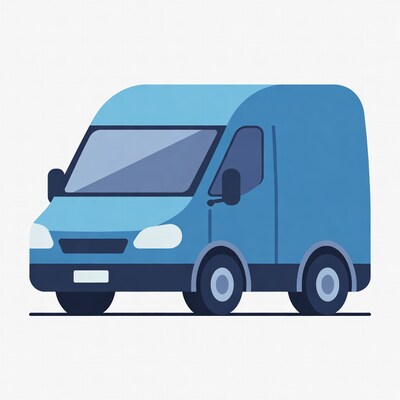 Blue delivery van illustration