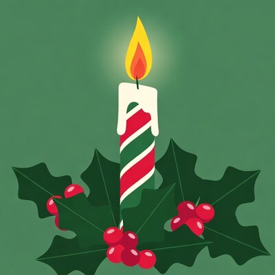 Christmas Candle with Holly