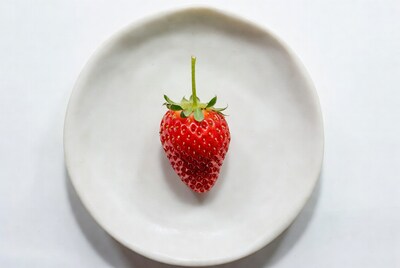 Strawberry on white plate