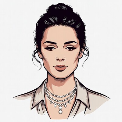 Woman with pearl necklace illustration