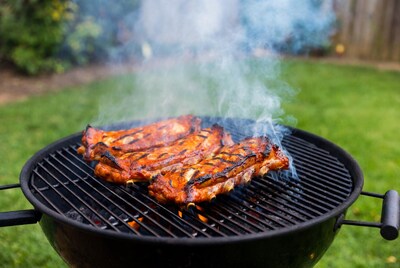 Grilled ribs on barbecue grill