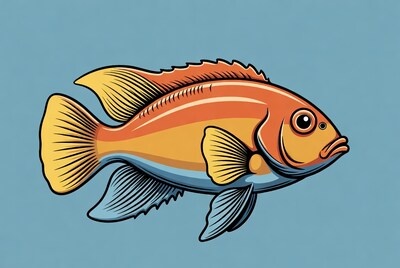 Colorful Angelfish illustration on blue background