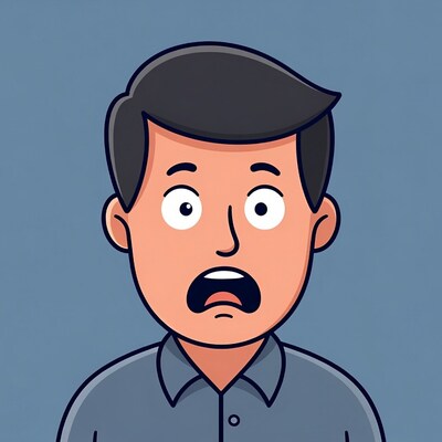 Cartoon man with shocked expression