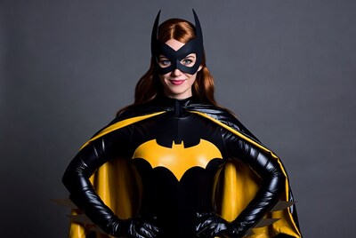 Batgirl cosplay woman smiling
