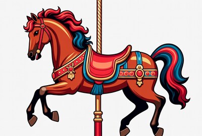 Colorful Carousel Horse Illustration