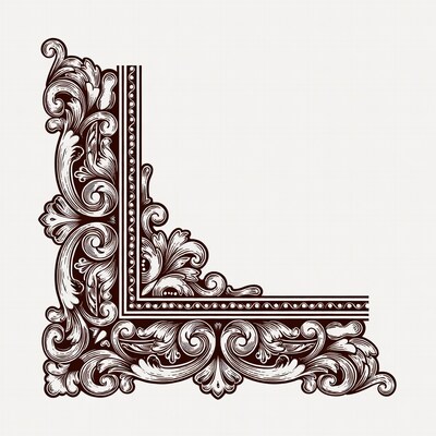 Ornate Victorian Corner Border Illustration