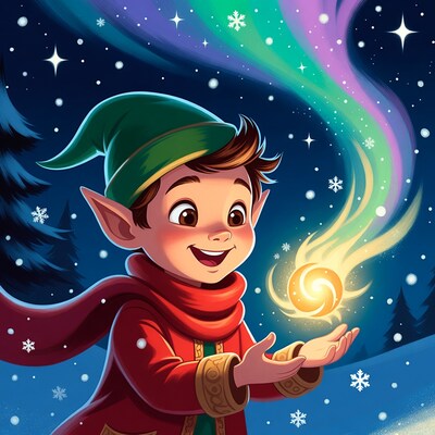 Elf boy holding glowing orb