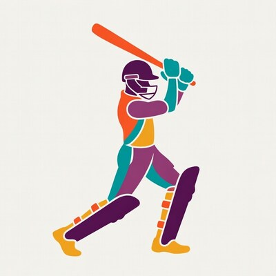 Cricket Batsman Swinging Bat Illustration