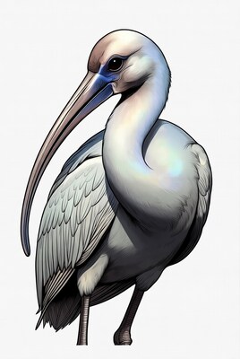 White Ibis Bird Illustration
