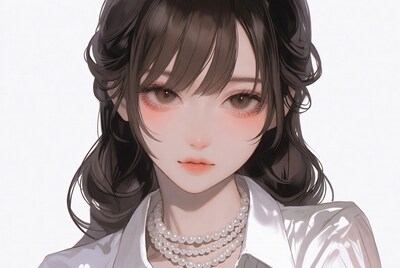 Anime girl with pearl necklace