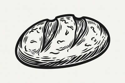 Hand-drawn bread loaf illustration