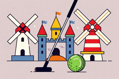 Golf Club Windmill Castle Illustration