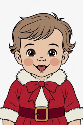 Baby boy in Santa suit smiling